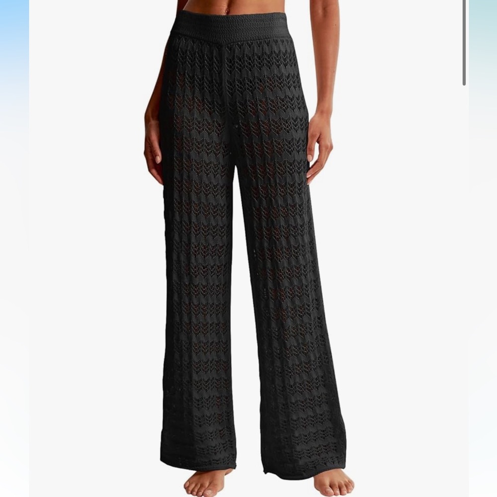Elegant Black Crochet Pants